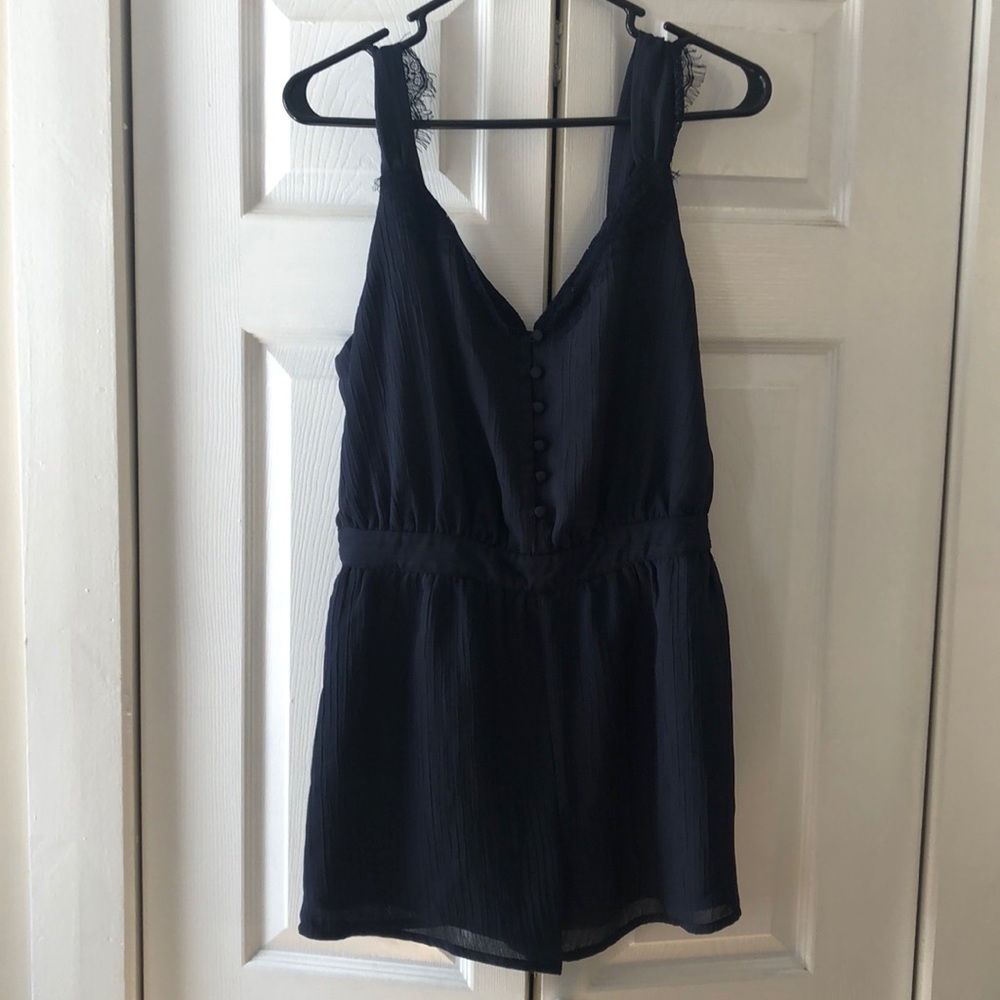 Navy Blue Lacy Romper